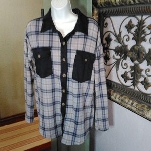Kori Navy Plaid Shirt Sz S- Soft & Cozy